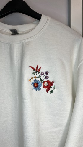 Womens Sweatshirt Pullover Hungarian Embroidery Hand Made Kalocsai Matyos GIFT M - Picture 6 of 6
