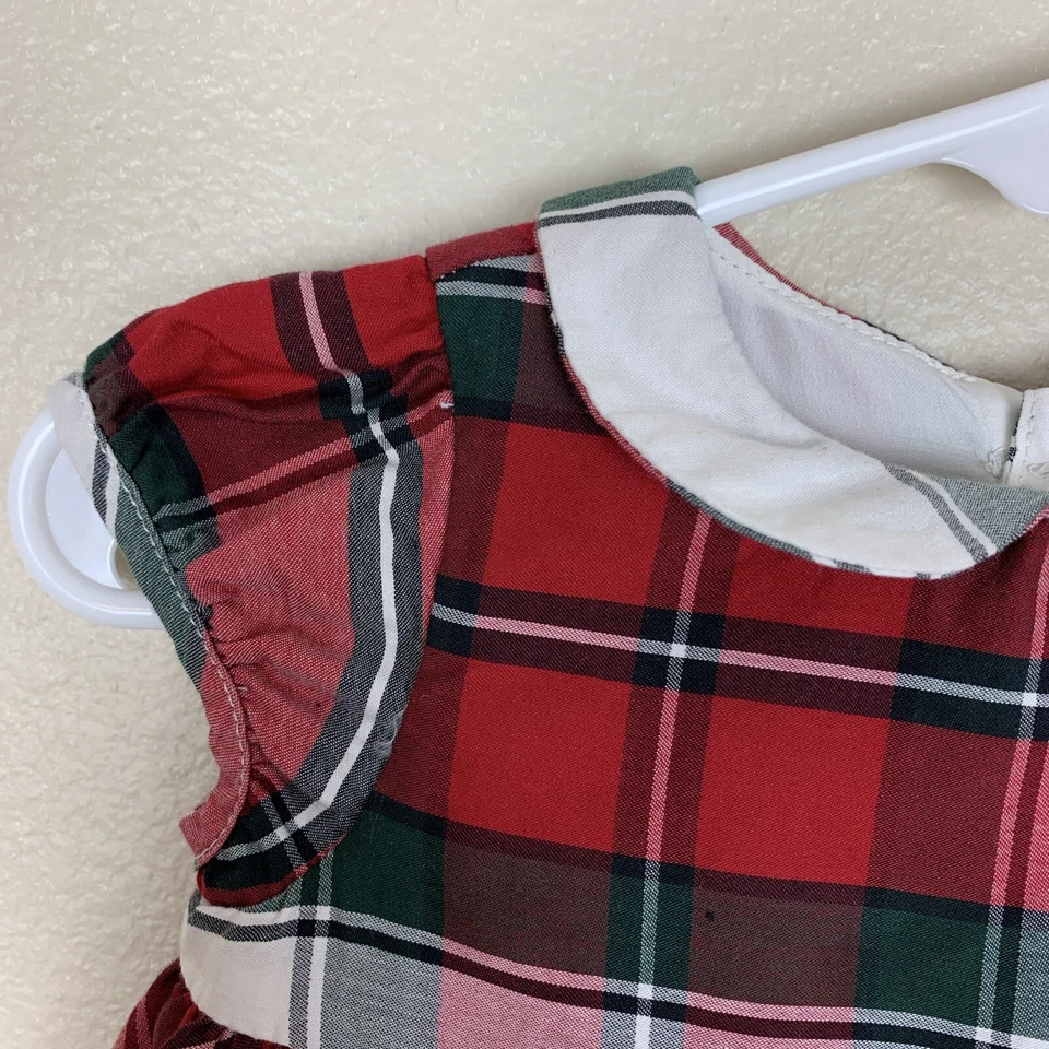 Vestido Carter's Niñas 6 Meses Manga Corta Cuadros Vacaciones Tartán Rojo Navidad Foto 4 de 4