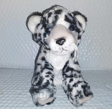 Adventure Planet SNOW LEOPARD Black White Soft 9in Sitting Plush Animal