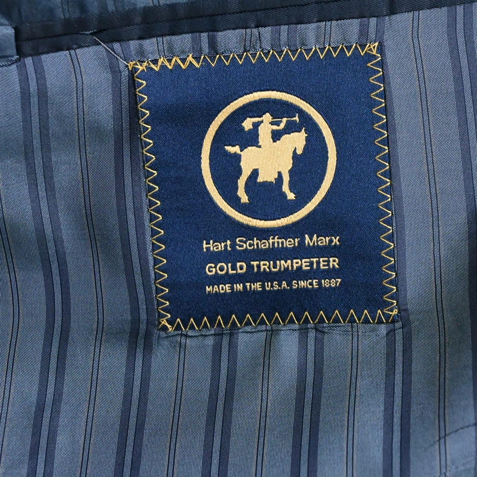 Hart Schaffner Marx 44L Navy Blue Hopsack Silver Button Blazer Jacket Sport Coat - Image 4 of 4