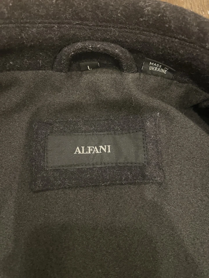 Abrigo Alfani Negro Lana Guisante 3/4 Largo Chaqueta Hombre’s Grande Foto 3 de 4