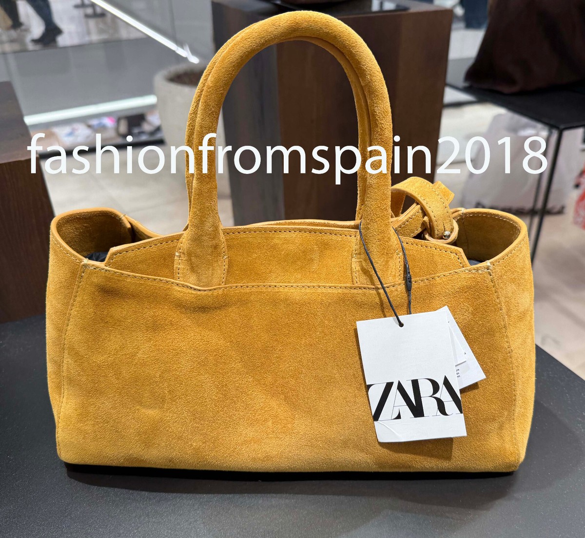 Sara　 ZARA NEW WOMAN MINI SPLIT SUEDE CITY BAG YELLOW 6490/510/300