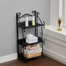 3 Tier Metal Bathroom Storage Shelf Rack Shower Organiser Shelving Unit Foldable