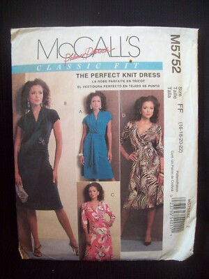 Vintage McCalls Pattern M5752 The Perfect Knit Dress Sizes 16-18-20-22 UNCUT