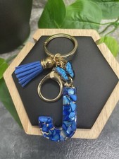 3.5" Handmade Resin J Pendant Keychain Tassel Butterfly New Free Ship B2693