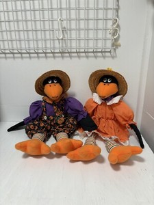 Vintage Halloween Crow Shelf Sitters, Home Decor, Boy & Girl