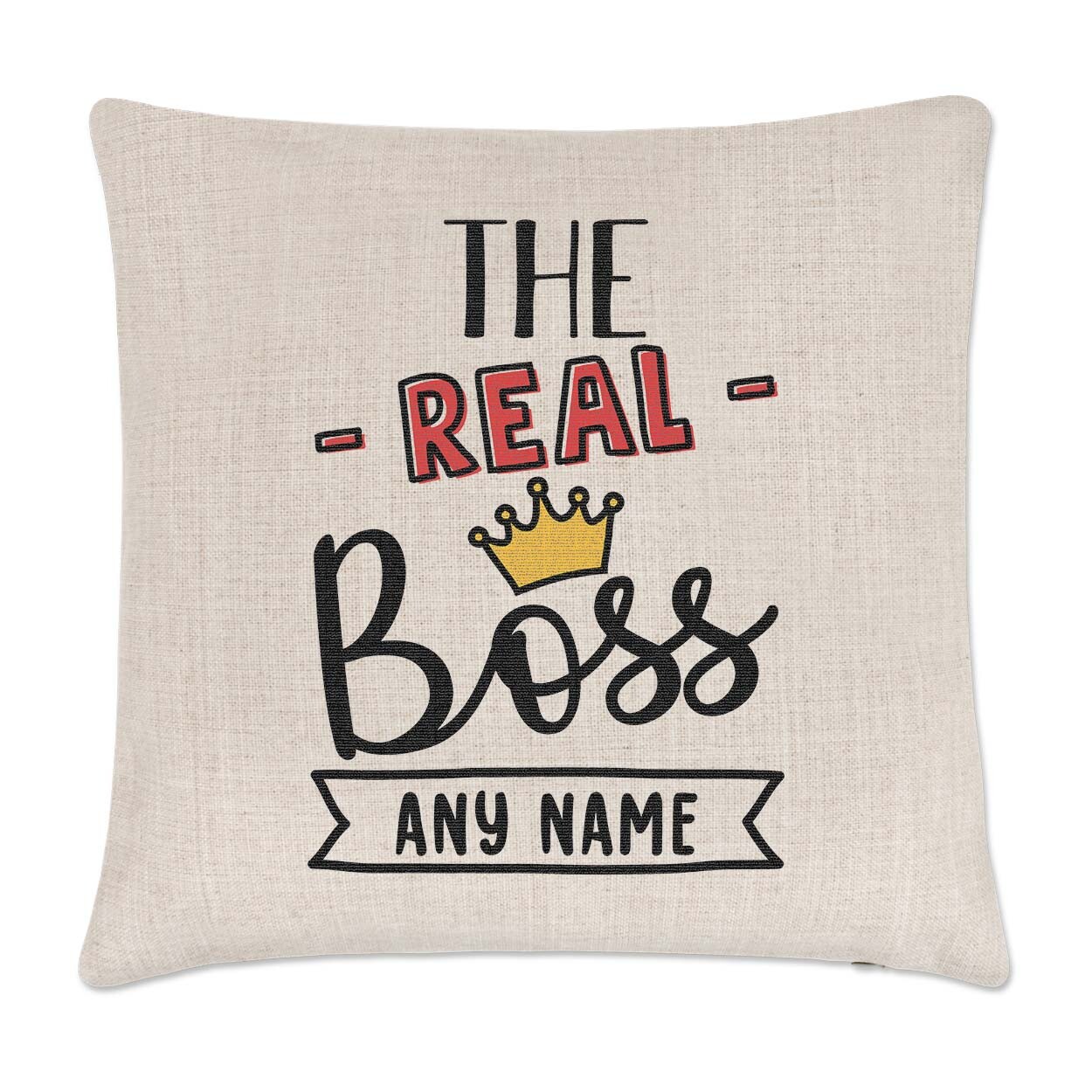 Personalised The Real Boss Cushion Cover Pillow Work Manager Worlds Best Awesome