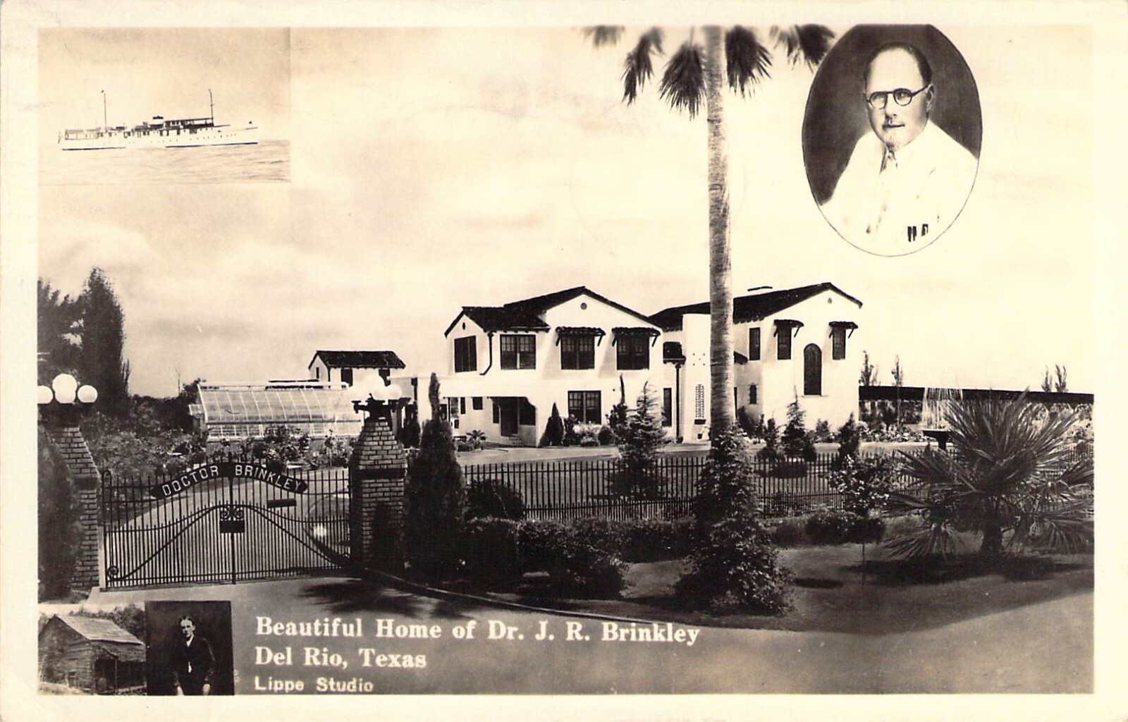 RPPC, Real Photo, Crazy Dr Brinkley, Del Rio,Texas, TX ,MSG, Old
