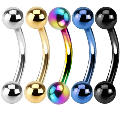 5er Set o.einzeln Curved Barbell Banane Augenbrauen Piercing Intimpiercing Z56