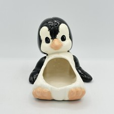 Vintage Kimple Mold Corp Ceramic Penguin Scrubby Holder 1986 Hand Painted