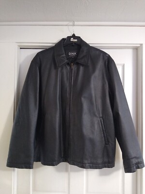DNK  Black Leather Jacket Men's ens XL