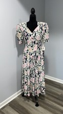 Vintage 1980s E.D. Michaels Roses Cottage Core Tea Dress Pockets Size 11/12 NEW
