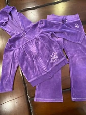 OshKosh B’Gosh Girls Size 4 Toddler Purple Track Jacket & Yoga Pants Set 