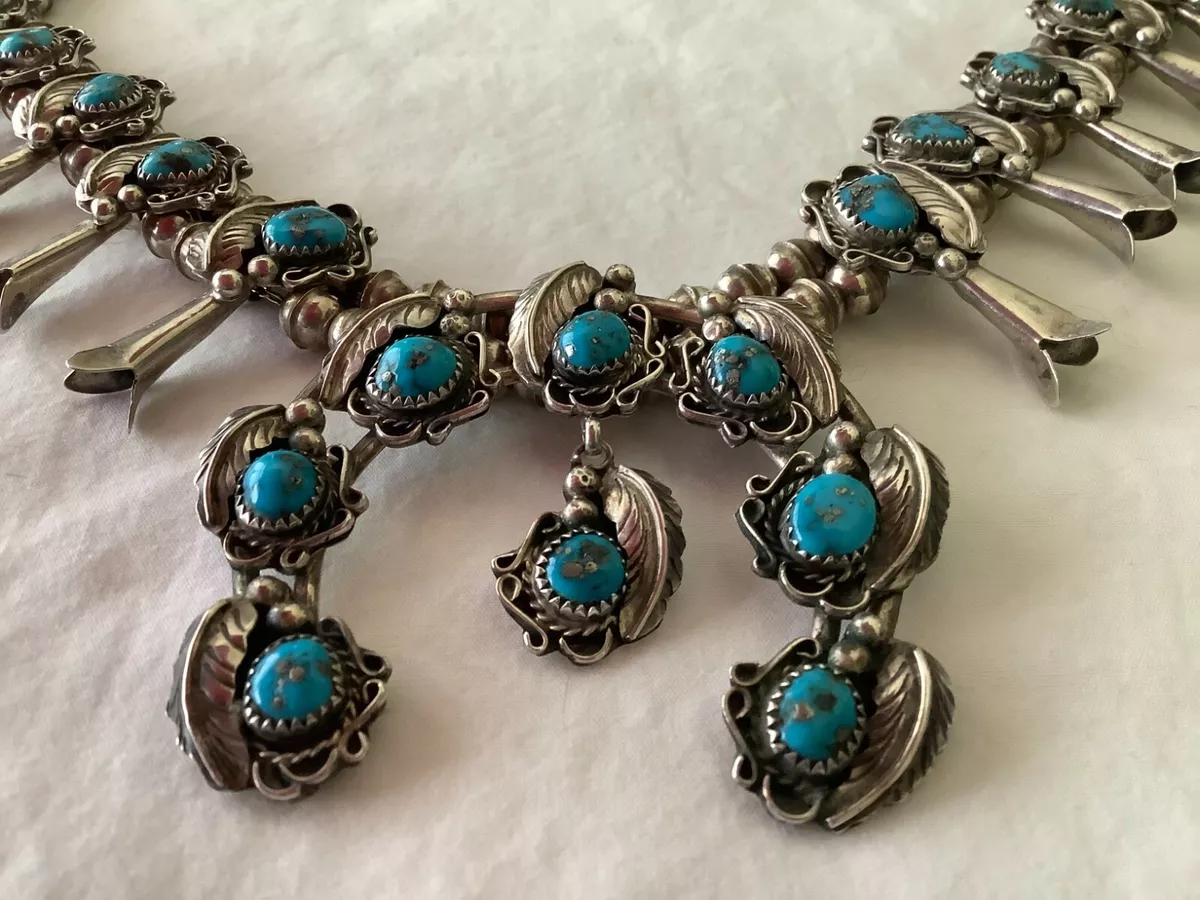 Vintage Native American Squash Blossom Necklace eBay