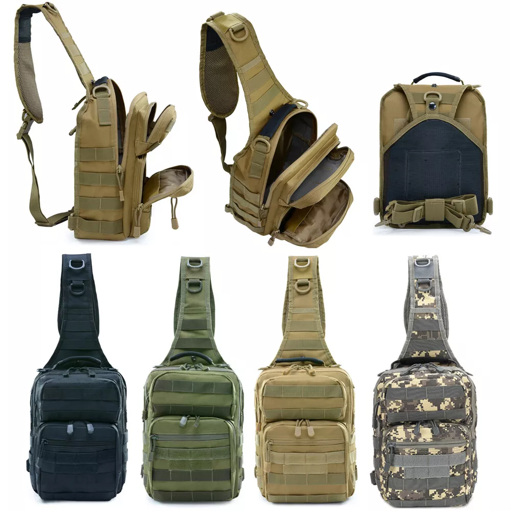 Tactical Sling Chest Bag  Camo Shoulder Molle Bug Out Bag