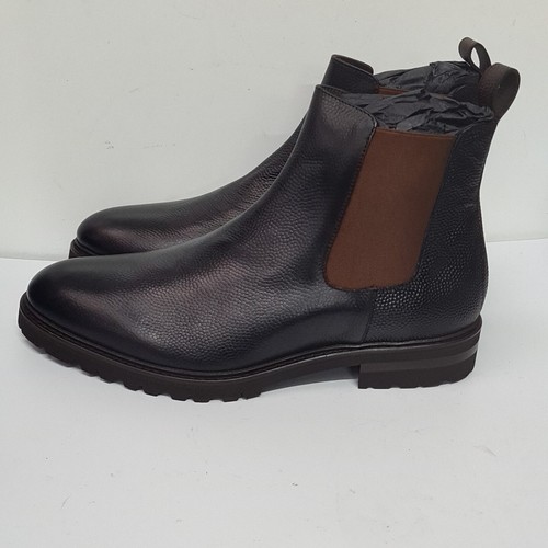 IMRAN IBRAHIM MEN'S LEATHER CHELSEA BOOTS, BLACK/BROWN, UK 10 - Picture 3 of 8