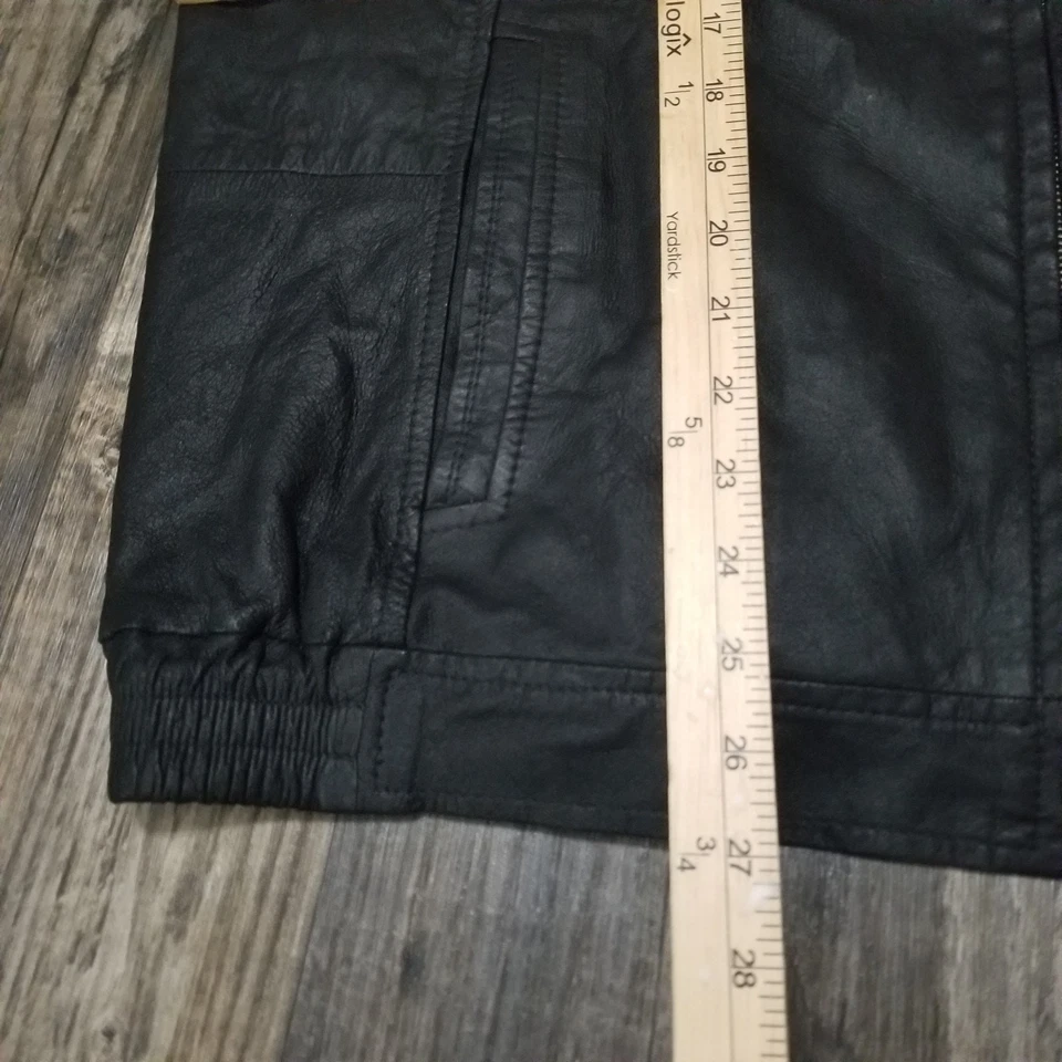 Abrigo Chaqueta Johnston & Murphy Ligero Cuero Cordero Negro Talla 44 Foto 3 de 4