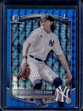 2025 Bowman Draft Pico Kohn Chrome Blue Geometric Refractor 1st #/150 Yankees