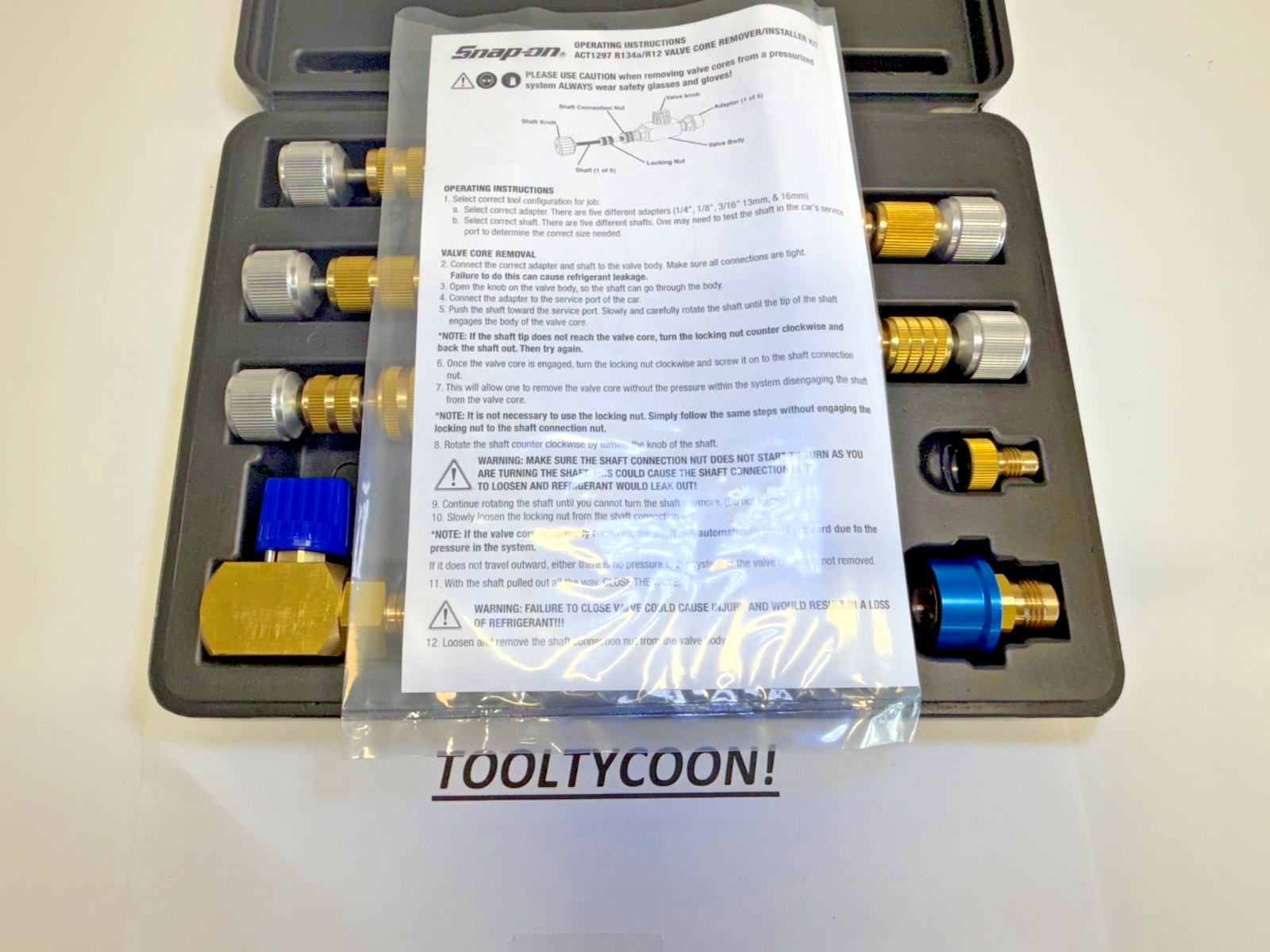 Snap-on ACT1297 R12 R134a Valve Core Remover Installer Master Kit AC ...