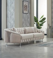 Moderne Dreisitzer Beige Sofa 3 Sitzer Stoffsofa Polstersofa Couch New Couchen
