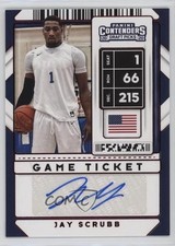 2020-21 Panini Contenders Draft Picks Game Ticket Red Jay Scrubb #88 Auto 02g9