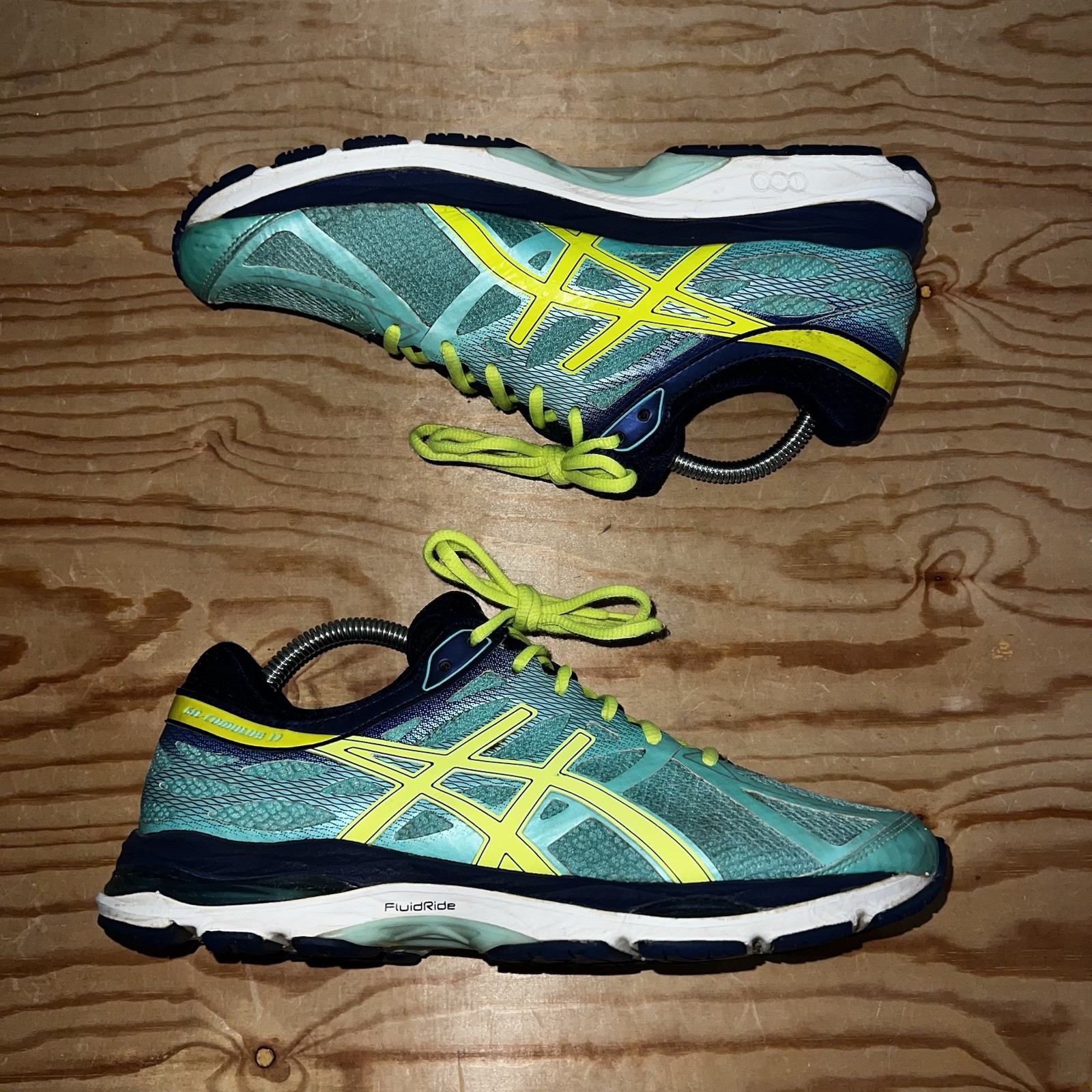 WOMEN’S ASICS GEL CUMULUS 17 AQUA MINT FLASH YELLOW SHOES SNEAKERS SIZE 9.5
