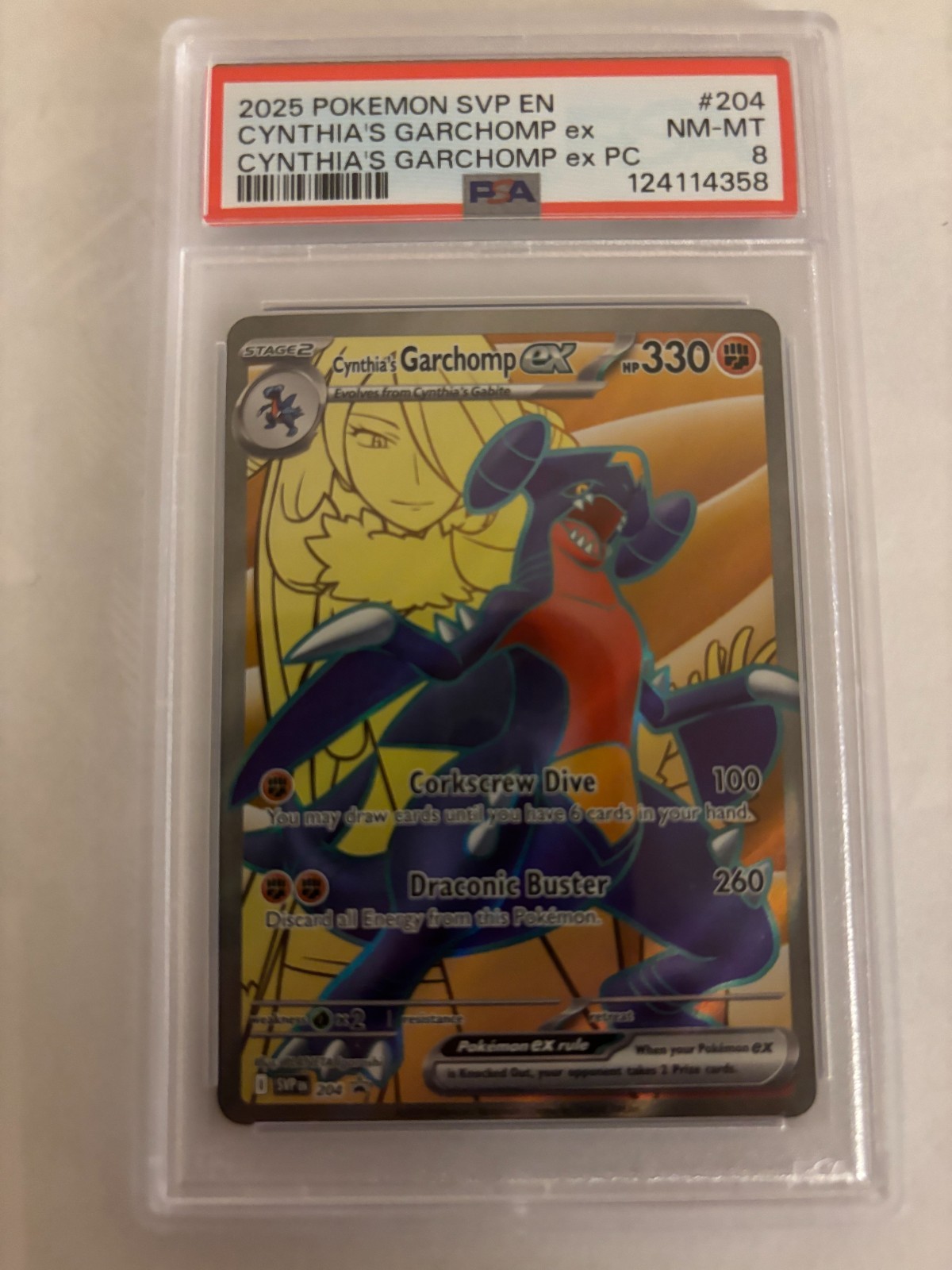 2025 Pokemon SVP EN Cynthia's Garchomp ex BLACK STAR PROMO   psa 8 NM-MT