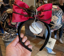 Authentic Disney pirates of the Caribbean Red Bow Minnie Ears Headband 2024 New