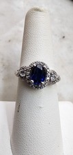 Sterling Silver Oval Sapphire Ring Size 7