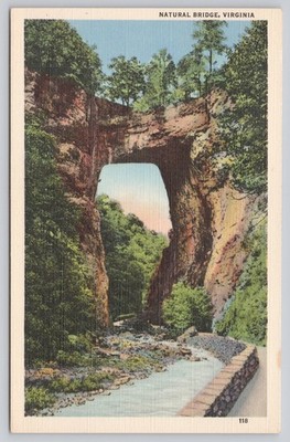 Vintage Linen Postcard Natural Bridge Virginia Marken & Bielfeld 1930s