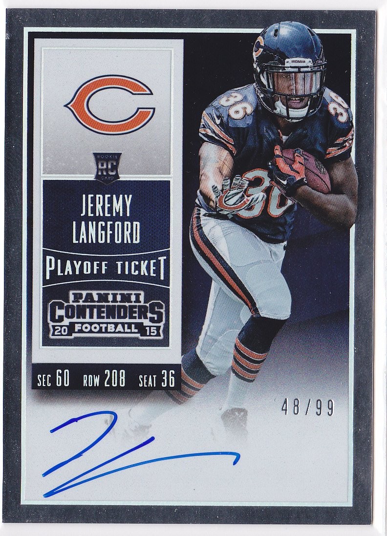 Jeremy Langford Panini Contenders #220 Variation-Autograph-Playoff Ticket