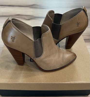 Frye Women's Leather Booties Blonde Color 8M High Heel Slip On