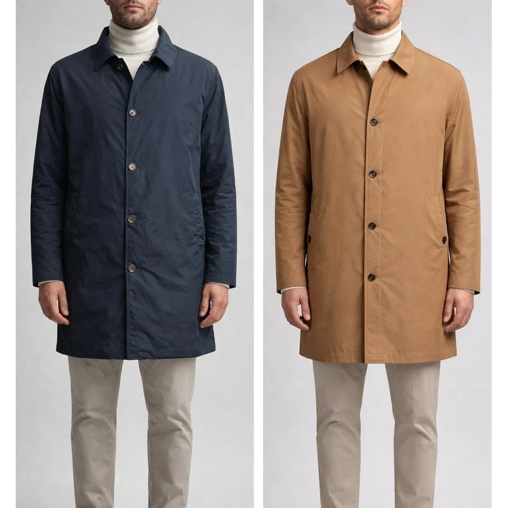 The Waterproof Reversible Men's Jacket Camel/Blue Rudolph Poly MADE IN ITA