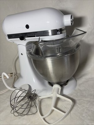 KitchenAid Classic K45SSWH Tilt Stand Mixer White- 4.5 Qt Bowl, 3