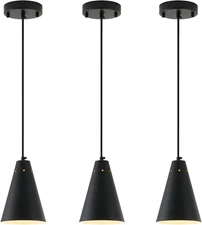 Black Pendant Lights 3 Pack for Kitchen Island,Small Modern Industrial Chandelie
