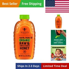 Nate's Organic 100 Pure, Raw  Unfiltered Honey - USDA Certified Organic - 3...