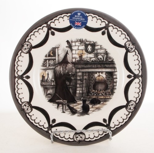 Royal Stafford Halloween Wicked Witch Brew Fireplace 8.5” Salad Plates Set of 4 - Picture 2 of 6