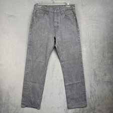 Levis 501 Jeans Mens 30x32 Gray Light Wash Straight Denim Regular Fit Cotton