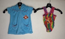 VTG The Little Mermaid Ariel Swimsuit and Terry Hooded Swim Cover Baby Girl 18M