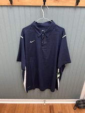 Nike Dri-fit Men's Polo Shirt Blue with White Stripes Short Sleeve XL