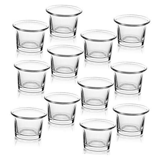 12-Piece Clear Glass Tealight Holder Set - No Candles Included-image