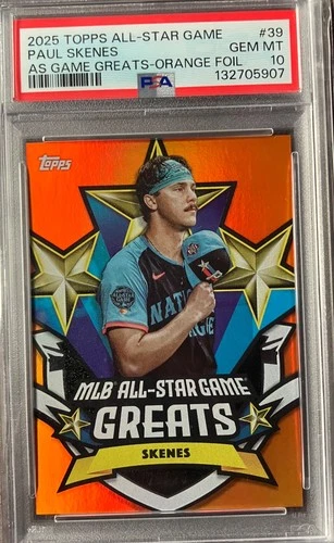 2025 Paul Skenes Topps All Star Game #/25 PSA 10 Low POP 1 Card RaRe Orange Foil