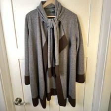 Lauren Ralph Lauren Women’s Small Open Cardigan Sweater Wrap Scarf Wool Cashmere
