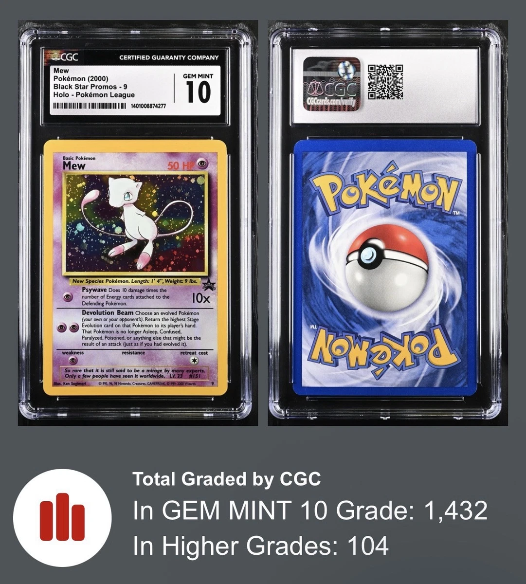 Mew Pokémon TCG Professional Sports Authenticator (PSA) Grade 10