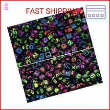 Amaney 800pcs 6 6mm Black Square Acrylic Alphabet Letter Beads A-Z Include 100pc