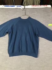 Vintage 90s Hanes Her Way Womens L Blank Sweatshirt Blue Raglan USA Materials
