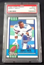 PSA 10 Gem Mint Emmitt Smith Rookie 1990 Topps Traded #27T Emmitt Smith Rc (HOF)
