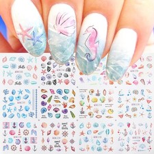 12 Pcs Nail Art Stickers Cute Water Transfer Nail Decals Summer Nail Stickers...