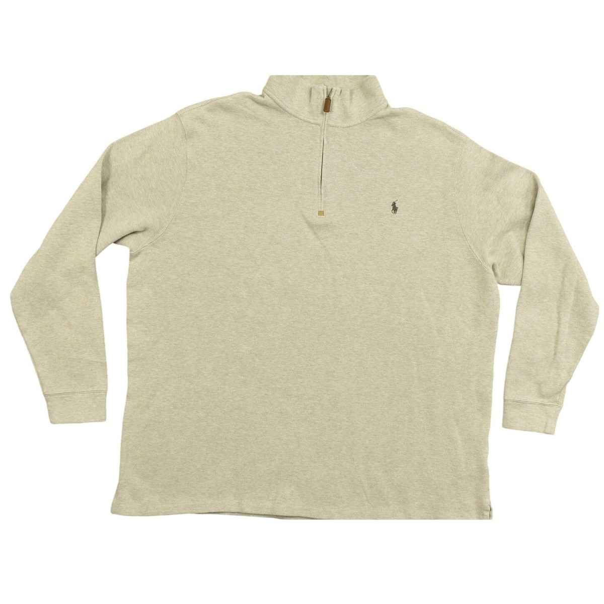 Polo Ralph Lauren 3XLT Pullover Sweater, Beige Cotton Quarter Zip