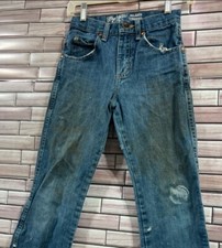 Wrangler 12 Slim Boys Jeans Retro Relaxed Straight western denim distress paint